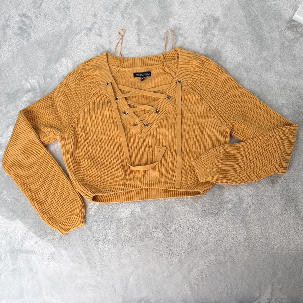 Kendall & Kylie Mustard Knit Sweater